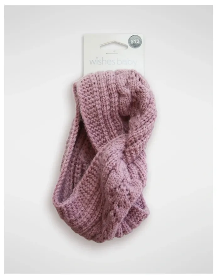 Wishes Baby Cable Knit Hair Wrap in Purple