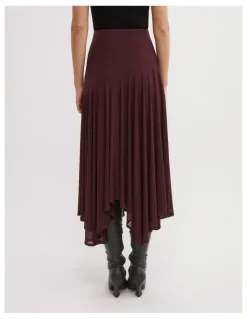 Witchery Asymmetric Drape Skirt in Wine