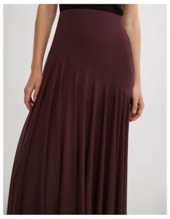 Witchery Asymmetric Drape Skirt in Wine