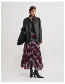 Witchery Asymmetric Drape Skirt in Fade Check