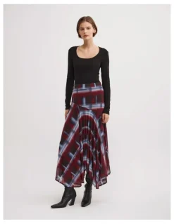 Witchery Asymmetric Drape Skirt in Fade Check