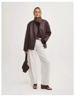 Witchery Asymmetric Long-sleeve Knit in Espresso