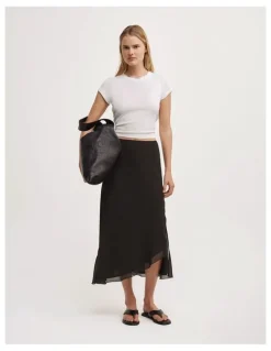 Witchery Asymmetric Soft Skirt in Black