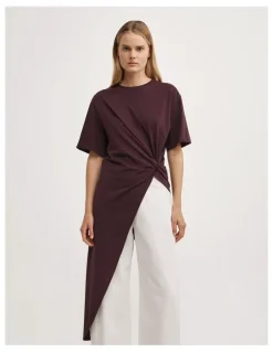 Witchery Asymmetric Tunic T-shirt in Plum