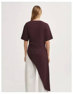 Witchery Asymmetric Tunic T-shirt in Plum
