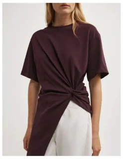 Witchery Asymmetric Tunic T-shirt in Plum