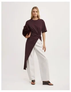 Witchery Asymmetric Tunic T-shirt in Plum