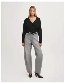 Witchery Asymmetric Wrap Knit Cardi in Black