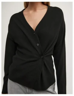 Witchery Asymmetric Wrap Knit Cardi in Black