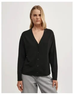 Witchery Asymmetric Wrap Knit Cardi in Black