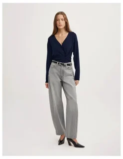 Witchery Asymmetric Wrap Knit Cardi in Navy