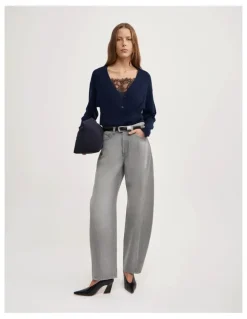 Witchery Asymmetric Wrap Knit Cardi in Navy