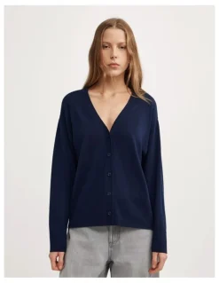 Witchery Asymmetric Wrap Knit Cardi in Navy