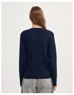 Witchery Asymmetric Wrap Knit Cardi in Navy