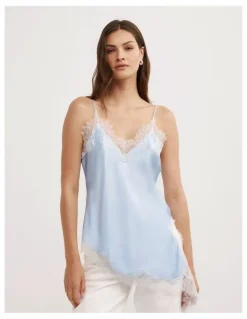 Witchery Asymmetrical Lace Camisole in Blue Air