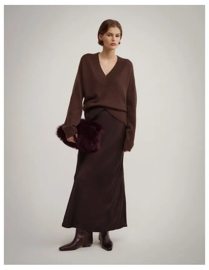 Witchery Bias Slip Skirt in Espresso