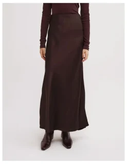Witchery Bias Slip Skirt in Espresso