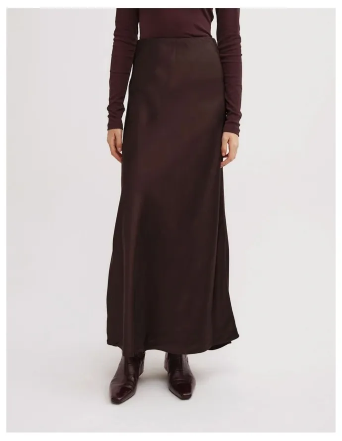 Witchery Bias Slip Skirt in Espresso