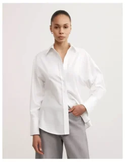 Witchery Cinched Waist Shirt in Fresh White