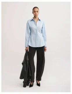 Witchery Cinched Waist Shirt in Chambray