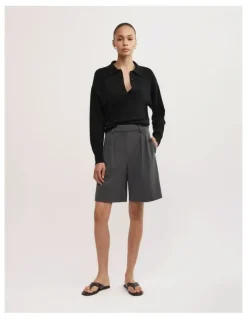 Witchery Collared Knit Polo in Black