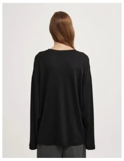Witchery Crew Neck Long-sleeve T-shirt in Black