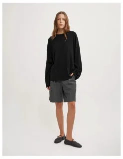 Witchery Crew Neck Long-sleeve T-shirt in Black