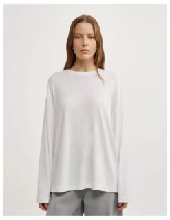 Witchery Crew Neck Long-sleeve T-shirt in Fresh White