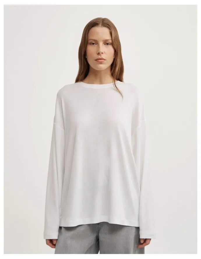 Witchery Crew Neck Long-sleeve T-shirt in Fresh White