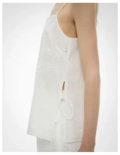 Witchery Embroidered Tie Camisole in Fresh White