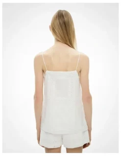 Witchery Embroidered Tie Camisole in Fresh White