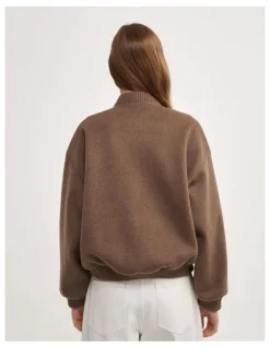 Witchery Felted Zip Bomber Jacket in Mousse