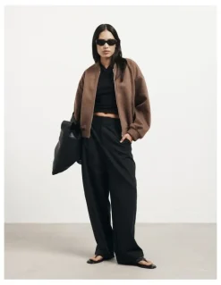 Witchery Felted Zip Bomber Jacket in Mousse
