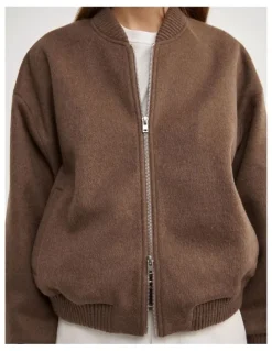 Witchery Felted Zip Bomber Jacket in Mousse