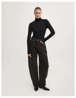 Witchery Fine High Neck Top in Black