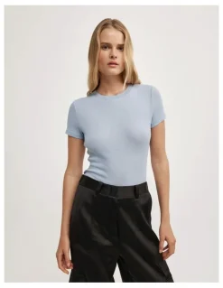 Witchery Fine Jersey T-shirt in Pale Blue