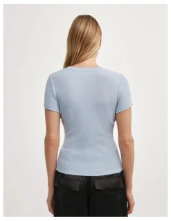 Witchery Fine Jersey T-shirt in Pale Blue