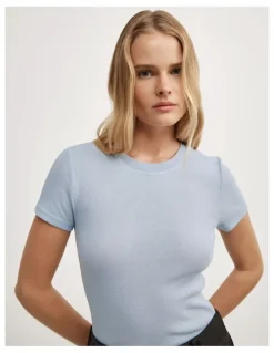 Witchery Fine Jersey T-shirt in Pale Blue