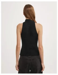 Witchery Fluffy High Neck Tank in Black