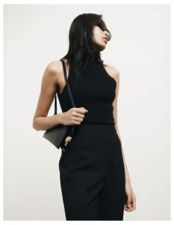 Witchery Fluffy High Neck Tank in Black