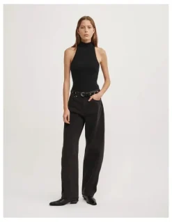 Witchery Fluffy High Neck Tank in Black