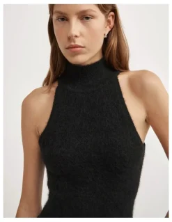 Witchery Fluffy High Neck Tank in Black