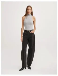 Witchery Fluffy High Neck Tank in Light Grey Marle