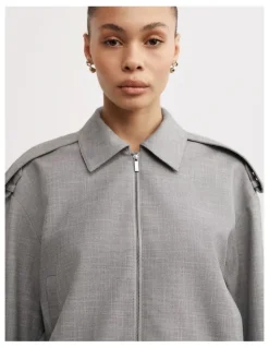 Witchery Fluid Bomber Jacket in Grey Cross Dye