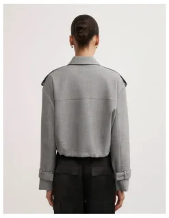 Witchery Fluid Bomber Jacket in Grey Cross Dye