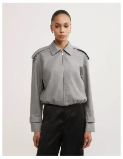 Witchery Fluid Bomber Jacket in Grey Cross Dye