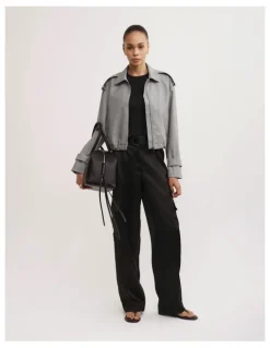 Witchery Fluid Bomber Jacket in Grey Cross Dye