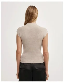 Witchery High Neck Knit T-shirt in Sienna Marle