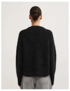 Witchery High V-neck Fluffy Knit in Black