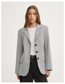 Witchery Houndstooth Blazer in Grey Houndstooth